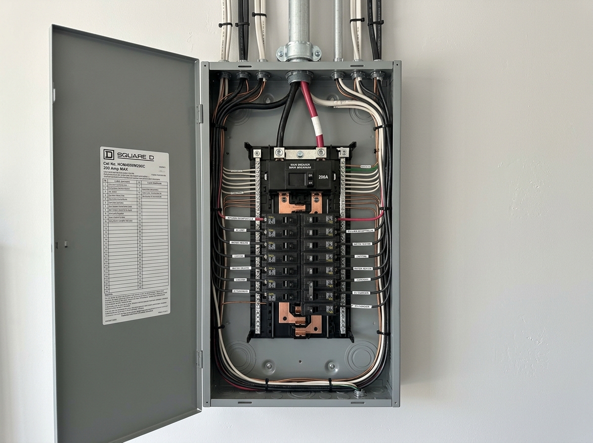 Upgraded 200 amp breaker electrical panel installation in Pickering home by Jocic Electric Inc.