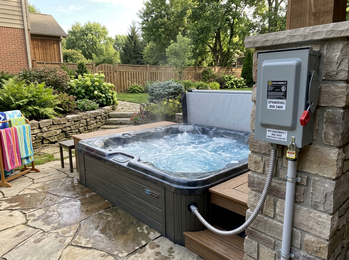 Outdoor GFCI electrical disconnect box for hot tub in Pickering by Jocic Electric Inc.